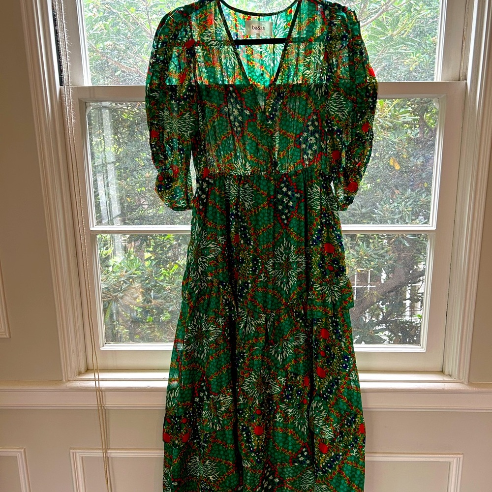 BA&SH long sleeve v neck dress.